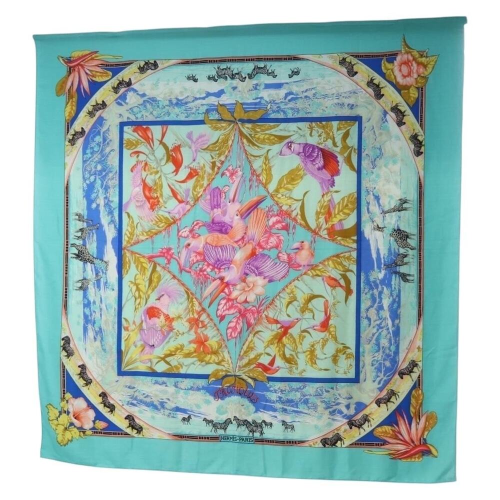 Hermes Cashmere Carre 140 Scarf Blue